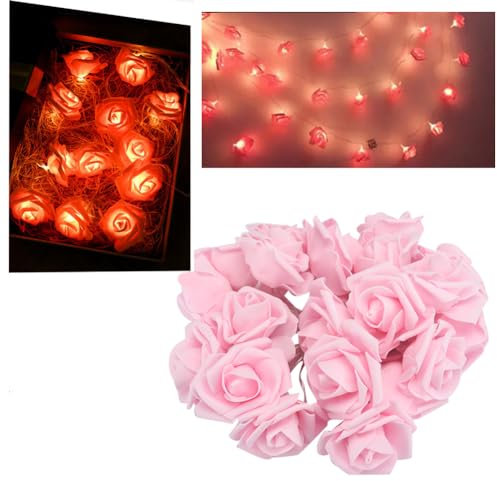 Luci della Stringa del Fiore della Rosa - 3 Metri 20LED USB Luci della Stringa del Fiore Artificiale Luci delle Fate della Rosa per la Decorazione della Camera da Letto della Festa(rosa)