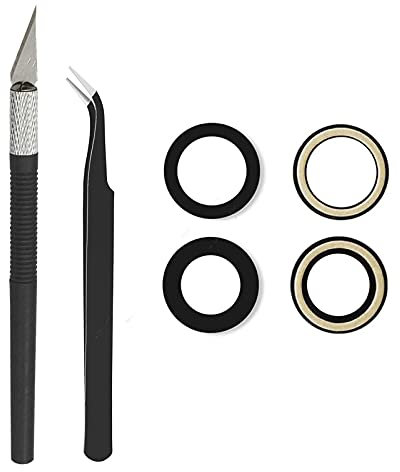 Cemobile Reemplazo de Lente de Cristal de Zafiro Trasero Compatible con iPhone 12 y iPhone 12 Mini con Adhesivo preinstalado, Pinzas, Kit de Herramientas de reparación de Cuchillos de precisión