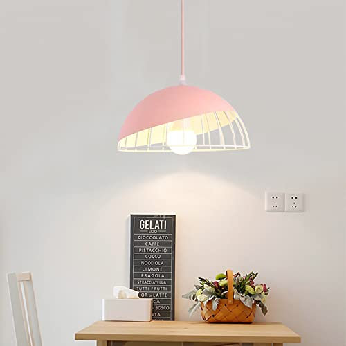Nordic Creativo Macaron Lampada a sospensione, Semplice Moderno Illuminazione a Sospensione, Lampada da soffitto Metallo E27, Lampadario per Sale da Pranzo Cucina Soggiorno Ristorante (Rosa)