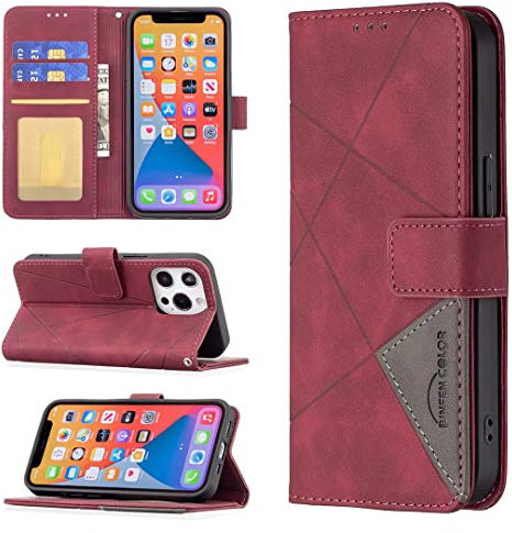 FMPCUON Hülle für Nokia 2.3,Nokia 2.3 Handyhülle,Premium Leder Flip Klappbare Stoßfeste Magnetische [Kartenfächern] [Standfunktion] Schutzhülle Tasche,Rot