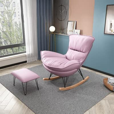 Lussuosa sedia a dondolo nordico (pelle rosa)