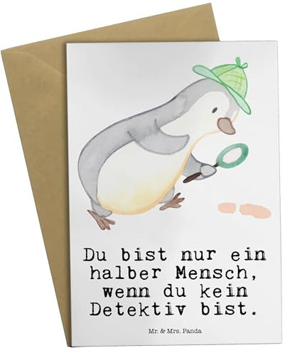 Mr. & Mrs. Panda Beileidskarte Detektiv Herz - Geschenk, Grußkarten, Agent, Spruch, weihnachtskarten, Witzig, osterkarte, Beruf, einladungskarten, Grußkarte, Lustig