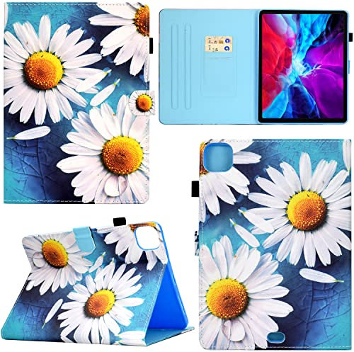 Ooboom Coque pour iPad Pro 11 2022/2021/2020/2018/iPad Air 4/Air 5 10,9, PU Cuir Flip Smart Cover Housse Étui Case Portefeuille Supporter avec Carte de Crédit Fentes Fermoir Magnétique - Fleur