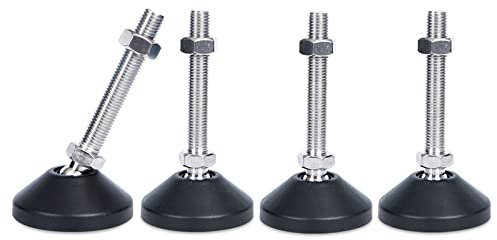 SHUIOG 4 Stück Stellfuß M12 x 80MM Einstellschraube, Möbelfuß Sockelfuß Kann Tragen Verstellbare Füße Stellschraube Stellteller Stellfuß Maximal 20 ° Neigung (4PCS M12 x 80mm x Ø50mm)
