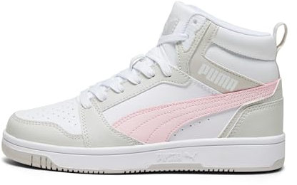 PUMA Mixte Enfant Rebound V6 Mid Jr, Puma White Frosty Pink Sedate Gray, 37.5 EU
