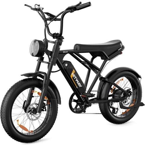 HITWAY Vélo électrique 20 4,0 Fat Tire, VTT Électrique E-Bike avec Batterie au Lithium Amovible 48V15Ah/2 * 13Ah, 7 Vitesses,jusqu'à 45-150km