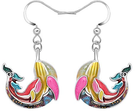 NEWEI Cute Emaille Wal Oktopus Qualle Hai Ohrringe Seepferdchen Strand Schmuck für Damen Frauen Mädchen Meerestiere Geschenke (1-Multi-Wal)