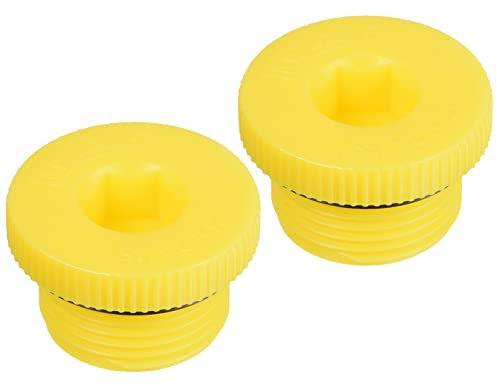 PATIKIL Halten Stopfen M22x1.5 2 Pack PP Plastik Stecker Gewinde Sechskant Steckdose Dichtung Schraube Endkappe Gelb