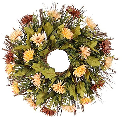 Gewebter Herbst-Chrysanthemen-Kranz für Haustür, Fenster, Wandbehang, Partys, Hochzeiten und Heimdekorationen (A, wie das Bild zeigt)
