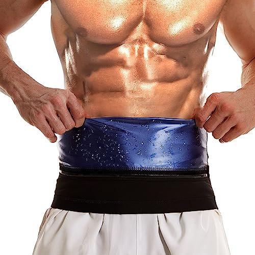 Ceinture de sudation pour homme, ceinture amincissante pour entraînement, sauna, équipement de gym, Intérieur bleu, Small