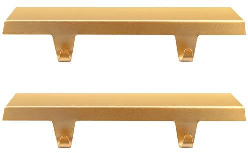 EBANKU Weihnachtsstrumpfhalter für Kaminsims, 2 Stück Weihnachtsstrumpf Halter Metall Kamin Haken Metall Weihnachtsstrumpf Haken Set Weihnachtsstrümpfe Aufhänger für Kaminsims Deko Schmücken (Gold)