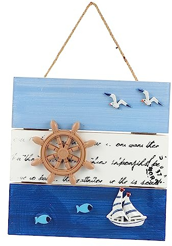 Lighthouse Holzanhänger Wanddeko im Maritimen Ozeanstil mit Seil | 1 Stück, Natürliche Optik, zum Aufhängen an Wand, Geschenkidee für Strandliebhaber