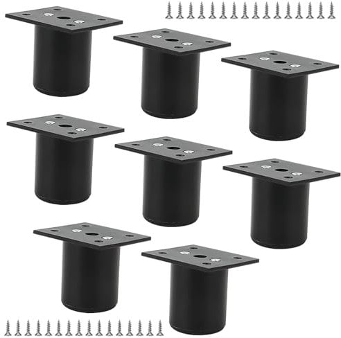ZEONHAK 8 PCS 50mm Black Furniture Feet, 2 Inch Adjustable Cabinet Legs with 32 Screws, Adjustable Furniture Replacement Legs for Cabinet