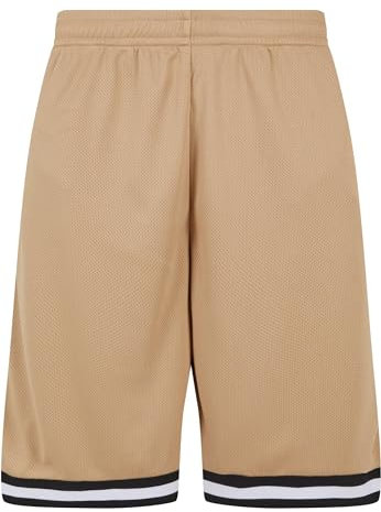 Urban Classics Herren Shorts Stripes Mesh Shorts, lässige Mesh Shorts für Männer, Straight Leg, erhältlich in verschiedenen Farbvarianten, Unionbeige/Black/White, L