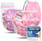 KIDVERSE 2er Set Schwimmwindel Baby 0-3 Jahre - Hautfreundliche Schwimmwindeln wiederverwendbar & saugstark - Baby Schwimmwindel mit Tasche & Wäschenetz (Rosa Hearts Rainbow 2er)