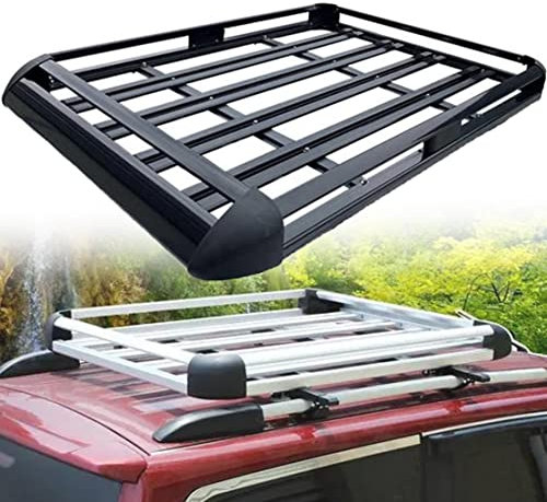 CYMYYDS Universal Dachkorb Auto aus Stahl, Gepäckträger Gepäckkorb Schwarz Dachträger, Dach Gepäckträger, Autodach Gepäckträger Regal für Autos 220kg Tragkraft,55X39.3Inch