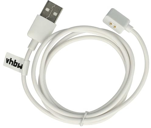 vhbw USB Ladekabel kompatibel mit Xiaomi Redmi Band 2, Mi Band 8 Smartwatch, Fitnesstracker - Ladestation Weiß, magnetisch, 100 cm