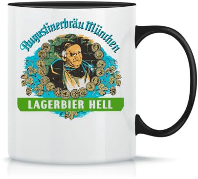 Augustiner Munich Beer Lagerbier Hell Klassische Keramik Kaffeetasse Weiß Schwarz Rosa Magisch 330ml