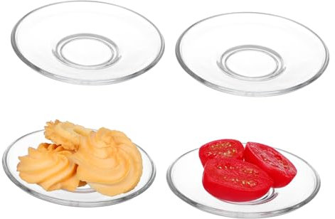 KICHOUSE 4piezas Platillo De Vidrio Transparente Para Café Platos De Vidrio Para Té y Refrigerios Vajilla De Cocina