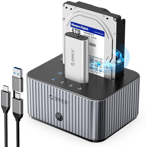 ORICO M.2 NVMe & 2,5''/3,5'' HDD Docking Station mit Offline Klonen, 10Gbps M2 SSD auf USB Adapter mit Aluminium Kühlkörper Gehäuse - Ohne Festplatte, 12V3A Netzteil, (IT28E-C)