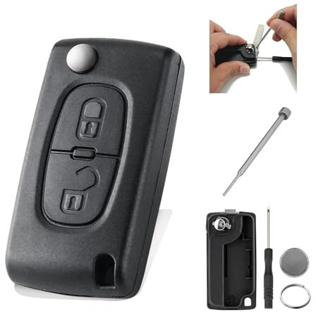 2 Buttons for Citroen C3 Key Fob CE0523 Peugeot Partner Key Fob Replacement Peugeot 207 307 308 3008 Expert Key Cover Peugeot 3008 2011 2013 key fob cover with Pin Removal Tool Battery
