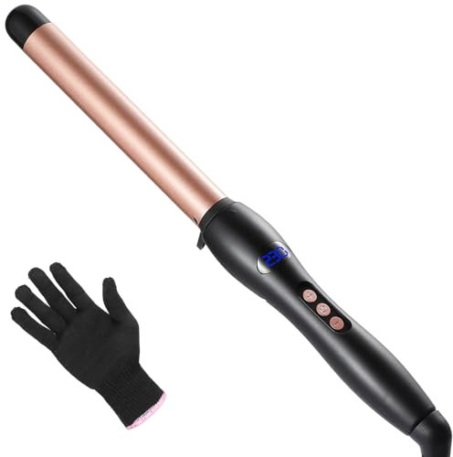 Lockenstab 25mm Ohne Klemme, Lockenstab Große Locken Haarcurler Keramik Beschichtung, Lockenstäbe mit LCD Display, 80 ℃ -230 ℃ Lockenwickler, mit Handschuh