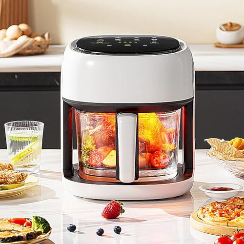 Lnlscle Friteuses Smart Air 4,5 L, 10 Menus Prédéfinis, Panier À Friture Visible À 360°, Contrôle Intelligent NTC avec Grand Écran Tactile pour Frites, Viande, Steak, Légumes