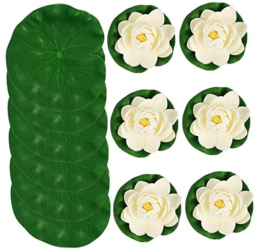 ORFOFE Lebensechte Künstliche Blumen Dekoration Schwimmende Seerosenblätter Aquarium Landschaft Einfache Wartung