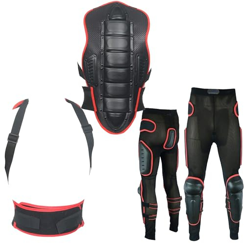 Men’s Body Armour Full Spine Back Protection Motocross Protective Guard Jacket Wear & Protective Biker Hard Trouser Full Body Dirt Bike Quad Suit