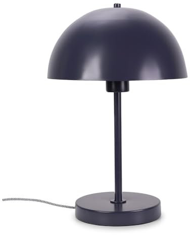 ValueLights | Navy Blue Single Stem Bedside Table Lamp with Dome Lampshade | Home Décor, Bedside & Desk Lamp | Includes Bulb