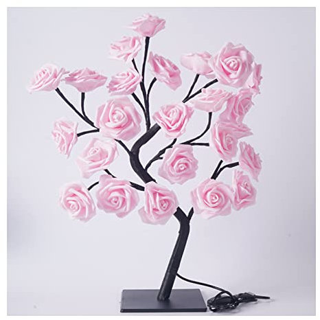 Tisch-Bonsai-Baum-Licht, LED-Kupferdraht-Lichterkette, Künstliches Bonsai-Baum-Nachtlicht, Herzstück, Lichterkette, für Schlafzimmer, Desktop, Weihnachtsfeier, (Rosa 24 Lichter