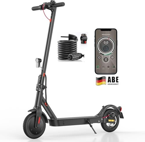 E Scooter mit Straßenzulassung, ABE Elektroroller Belastung bis 120kg, 30 km Reichweite, LED, 20km/h, 350W Motor, 8,5 Zoll Wabenreifen,Duales Bremssystem E Roller für Erwachsene (Doppelfederung)