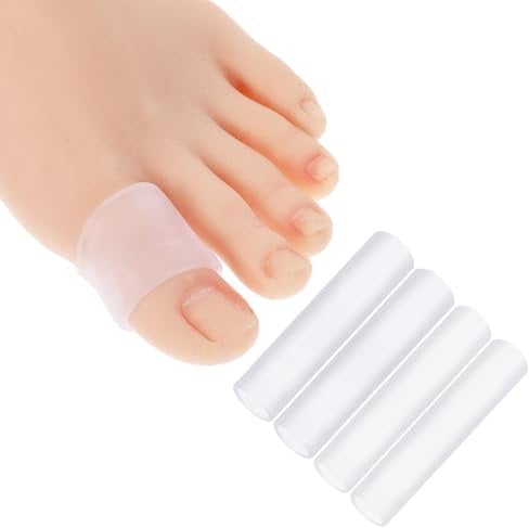 Gjinxi 4 Pack Silicone Toe Sleeves, Cuttable Gel Big Toe Sleeves Soft Gel Protector Toe Cushions Toe Sleeves Protectors Corn Protectors Toe Tube Pads for Hammer Toe Stubbed Toe Corns Calluses(S + L)