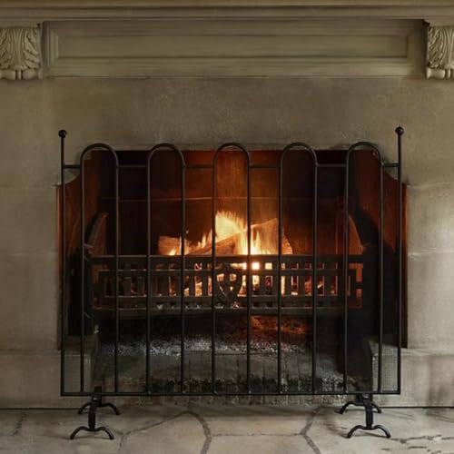 Jievmrs Salvachispas Chimenea Barrera Protectora contra Chispas para Estufas de Leña Extra Pequeñas, Malla Independiente a Prueba de Quema de Leña para Chimenea Negra, Panel Protector contra Chispas