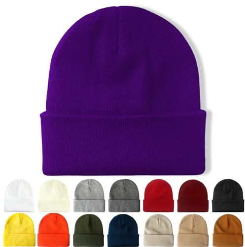 NPQQUAN Berretto per uomo donna cappelli invernali per uomo Beanie Cuffed Knit Beanies Skull Cap, Viola scuro., taglia unica