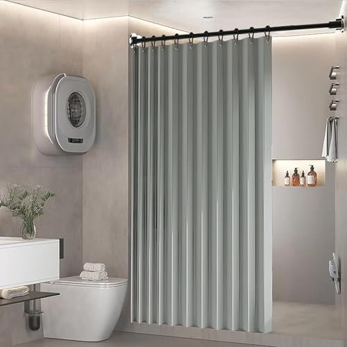 BOYOUTH Rideaux de douche pliables en accordéon en tissu imperméable pour salle de bain, baignoire, hôtel, spa, gris clair, 140 x 241,3 cm