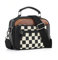 Artévita Damen Handtasche mit Schachbrettmuster, Umhängetasche aus PU-Leder, Mittelgroß, Schwarz-Weiß (Schwarzes Schachbrett)