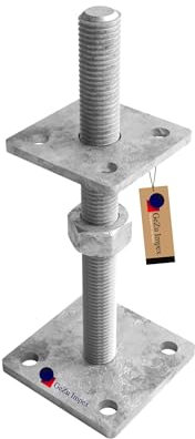 GeZu Impex Support de poteau Galvanisé à chaud Lot de 16 80 x 80 mm hauteur reglable platine bois pied poteaux clôture