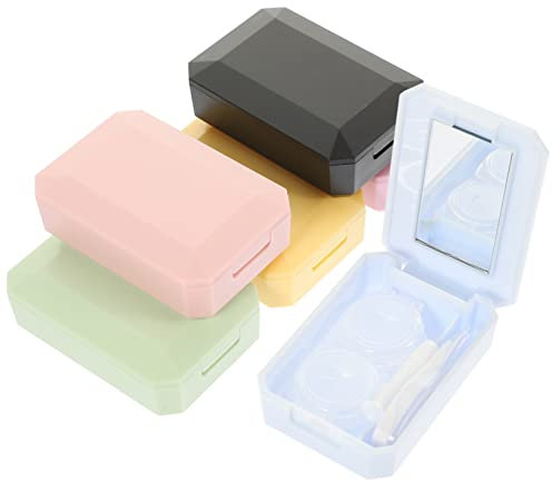 PLAFOPE 6sätze Kontaktlinsenbehälter Tragbar Mit Spiegel Für Reisen Auslaufsicher Kontaktlinsenhalter Reise-kontaktlinsenbehälter Kontaktlinsenbox