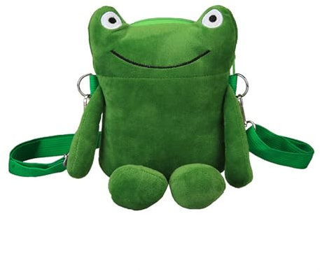 Calkkrer Cartoon-Frosch-Plüsch-Tasche Umhängetasche, Süße Mini-Schultertasche, Kuscheliges Spielzeug-Design, Einzigartiges Geschenk für Frauen, für Outdoor und Alltag