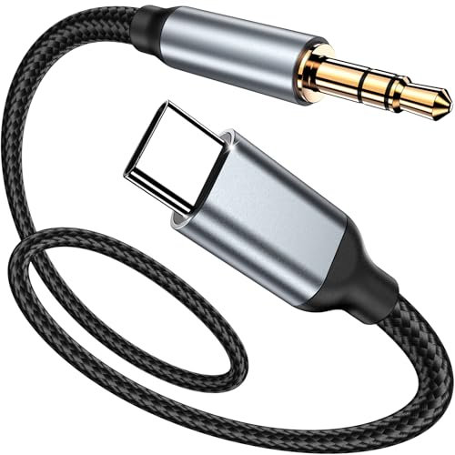 Cable Jack a USB C, Tipo C a conector auxiliar de audio de 3,5 mm Nylon Cable AUX USB C a Jack para iPhone 16 15 Pro MAX Plus, para Samsung Galaxy S24/S23/S22, Adaptador de Estéreo Auxiliar Audio
