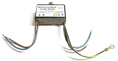 Generico Filtro di Rete antidisturbo EMI 250V 220Vac 6A 50/60Hz con Cavi