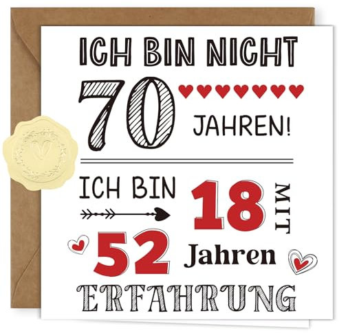 WenmthG Geburtstagskarte 70. Geburtstag Mann Frau - Lustige Geschenkidee für 70. Geburtstag Mann Frau - 70 Geburtstagskarte mit Umschlag, Aufkleber