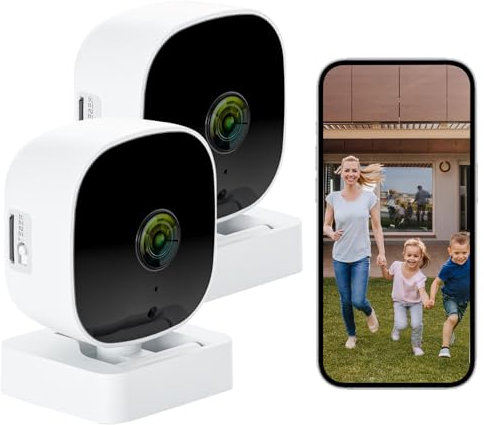 Rouzin 2 Stück Überwachungskamera Innen, Überwachungkamera WLAN, Vollfarb-Nachtsicht, 2-Wege-Audio, Haustier-Überwachungskameras, SD/Cloud-2 Speicher