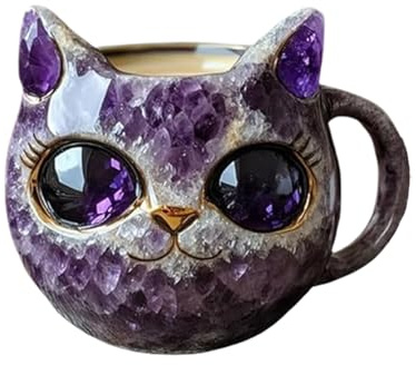 Katzen-Cup - Kaffeetasse - Tasse Teetassen für Katzen - Tazzas Dis Kaffee Katze | Cup Dis Kaffeekanne für Mineralien Trinkflasche Geoden-Tier Handgefertigt In