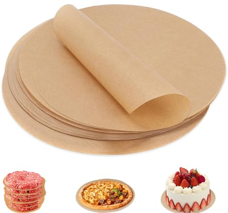 150 Stück 30cm Backpapier Rund, Backpapier Zuschnitte Rundes BBQ Papier Hitzebeständig Backpapiers für Heißluftfritteuse für Kuchen Dessert BBQ Pizza Backen