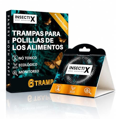 Trappole per Tarme delle Dispense (6 Pezzi) | Trappole a Feromoni per Cucine, Dispense & Armadi Alimentari | Rilevamento Tarme della Farina & Tignola Indiana | Monitora Farine | Inodore