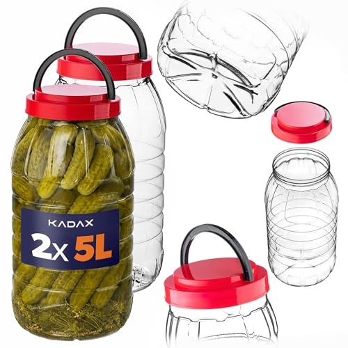 KADAX Vorratsgläser 5L mit Deckel im 2er Set, Vorratsdosen aus Kunststoff, Aufbewahrungsgläser, Vorratsbehälter für Lebensmittel, großer Kunststoffbehälter, Plastikdosen