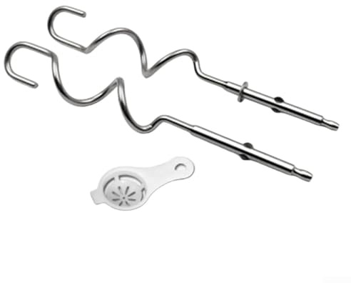 Blender and Mixer Parts Stainless Steel for Kenwood Handheld Mixers, Dough Hook and Mixing Paddle Attachment Set(E*2)