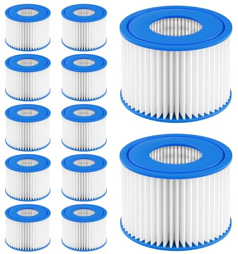 Lot de 12 cartouches filtrantes VI pour piscine Lay-Z-Spa Miami, Monaco, Vegas, filtre de piscine remplace la cartouche d'origine BW58323, filtre de piscine VI Patrone